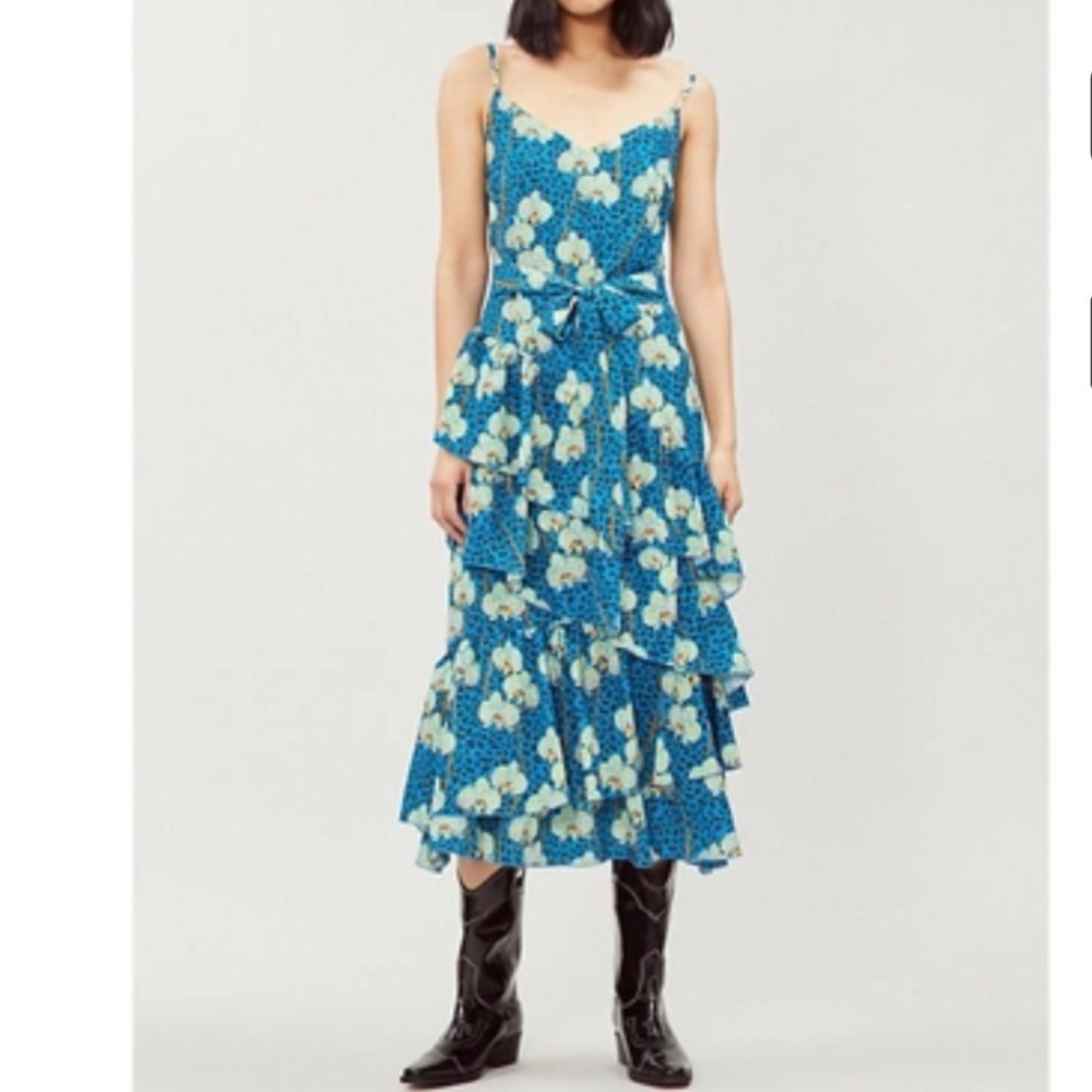 🌺 Borgo de Nor Coco Silk Crepe Orchid & Leopard Midi Dress – As Seen on TV 🌺